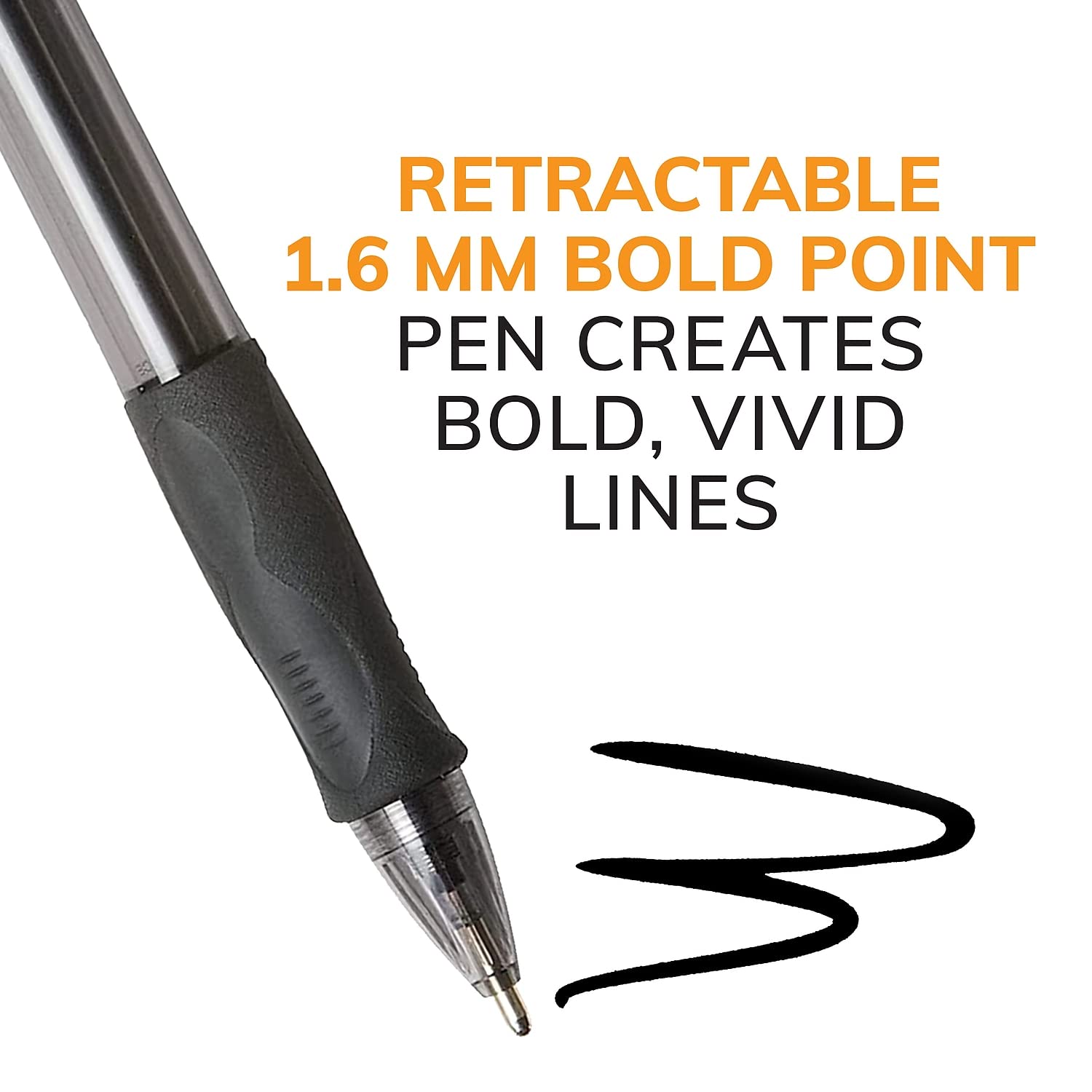 BIC Atlantis Velocity Bold Retractable Ball Pen, Bold Point (1.6mm), Blue, 12-Count, Rubbe - Image 3