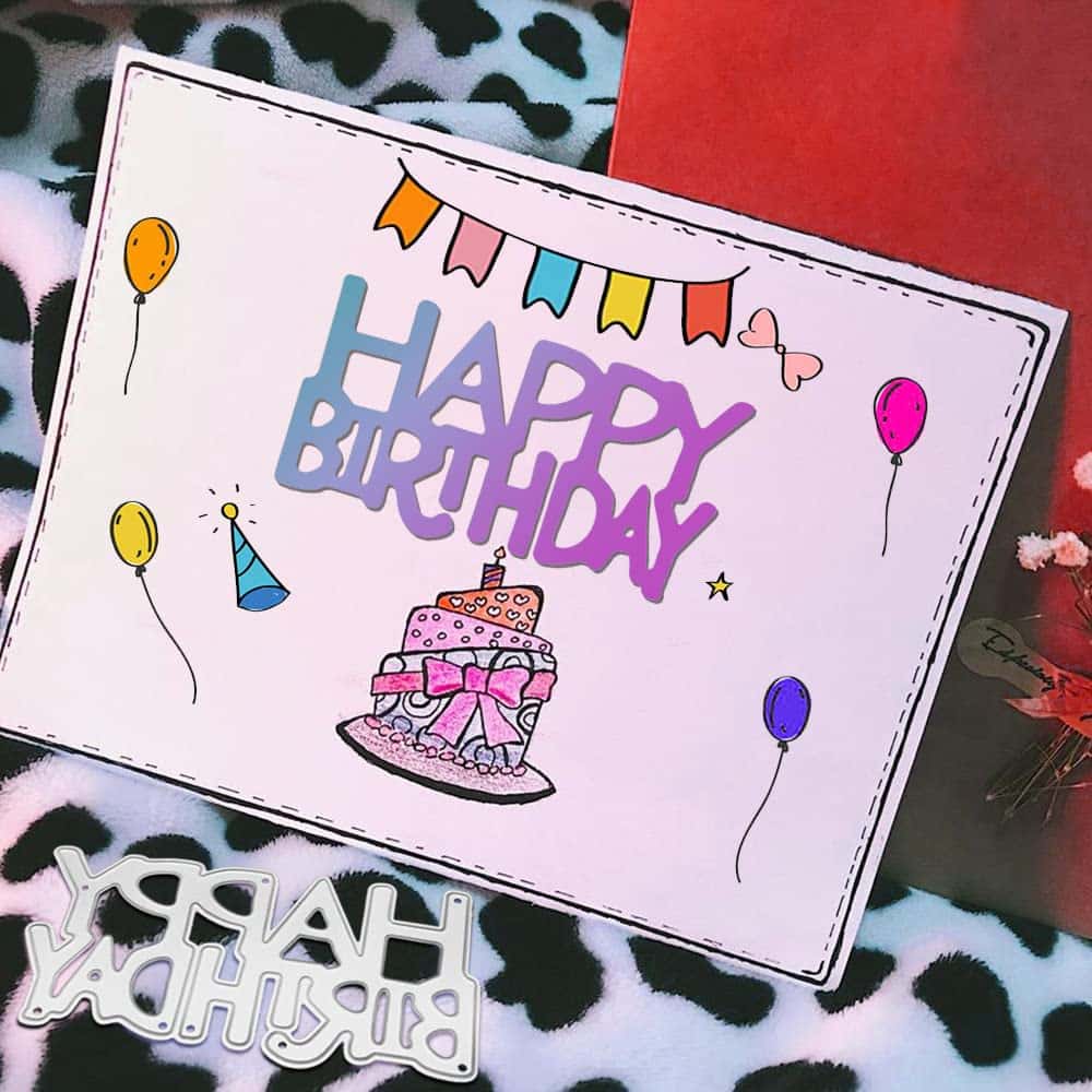 4 Set Die Cuts for Card Making, FineGood Happy Birthday Cutting Dies Card Making Supplies - Image 3