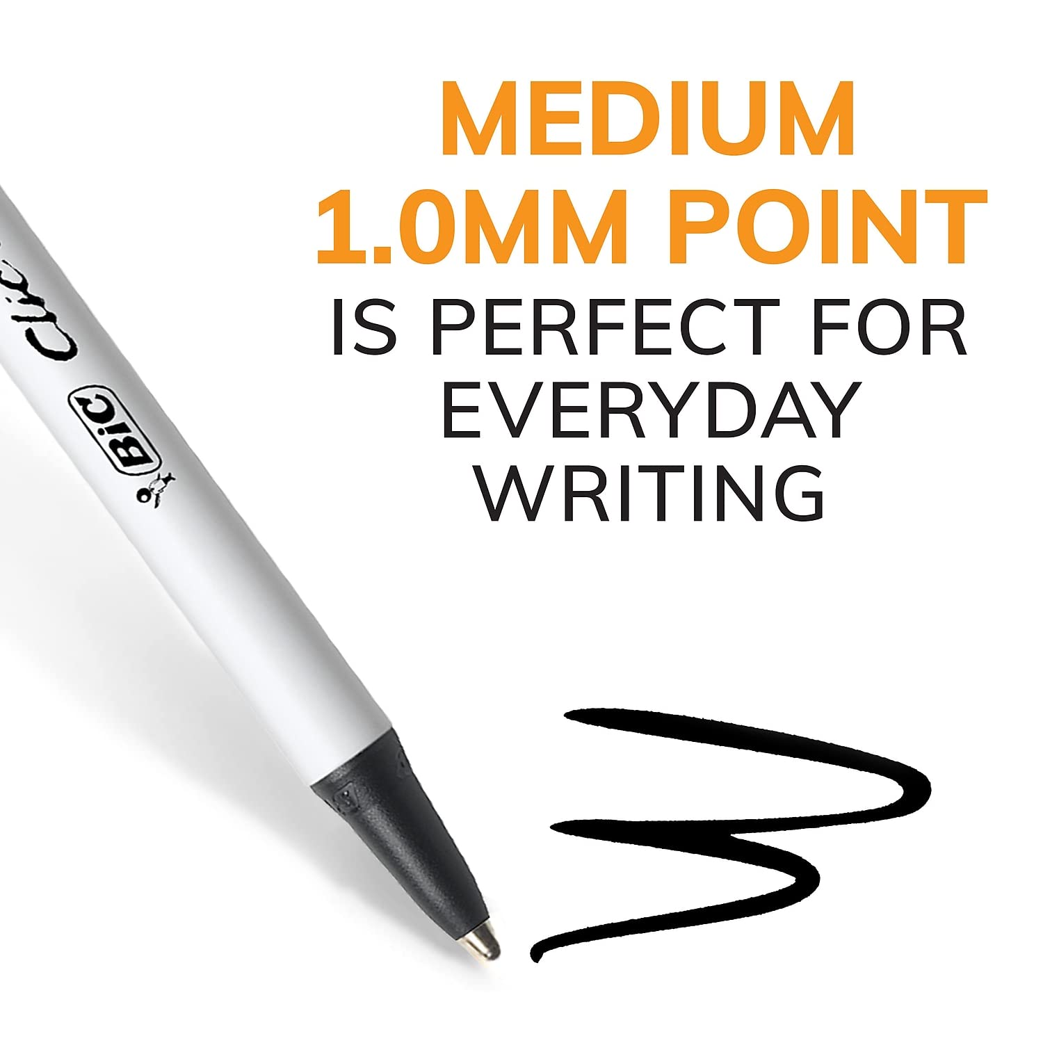BIC? Clic Stic? Retractable Pens, Medium Point, 1.0 mm, White Barrel, Blue Ink, Pack Of 12 - Image 4