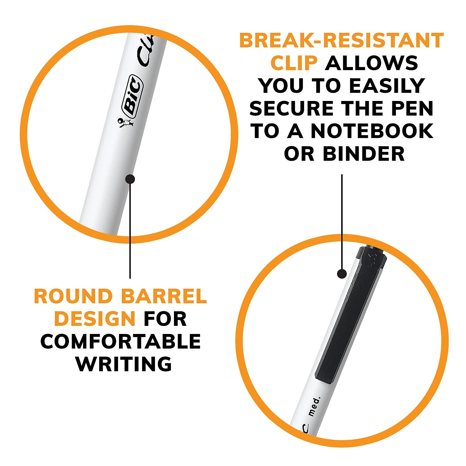 BIC? Clic Stic? Retractable Pens, Medium Point, 1.0 mm, White Barrel, Blue Ink, Pack Of 12 - Image 7