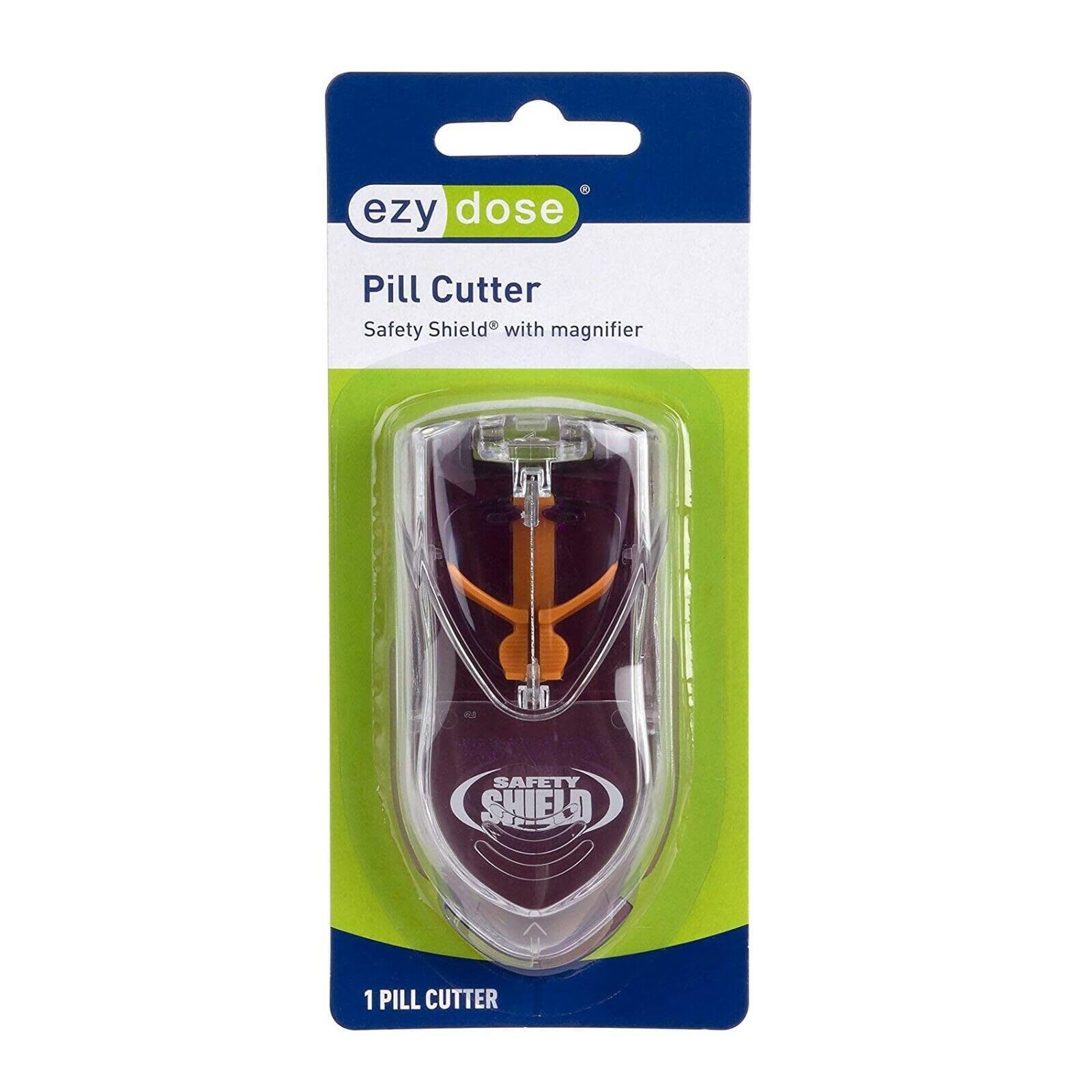 EZY DOSE Pill Cutter with Safety Shield and Magnifier, Daily Usage, Safely Cut Pills and V