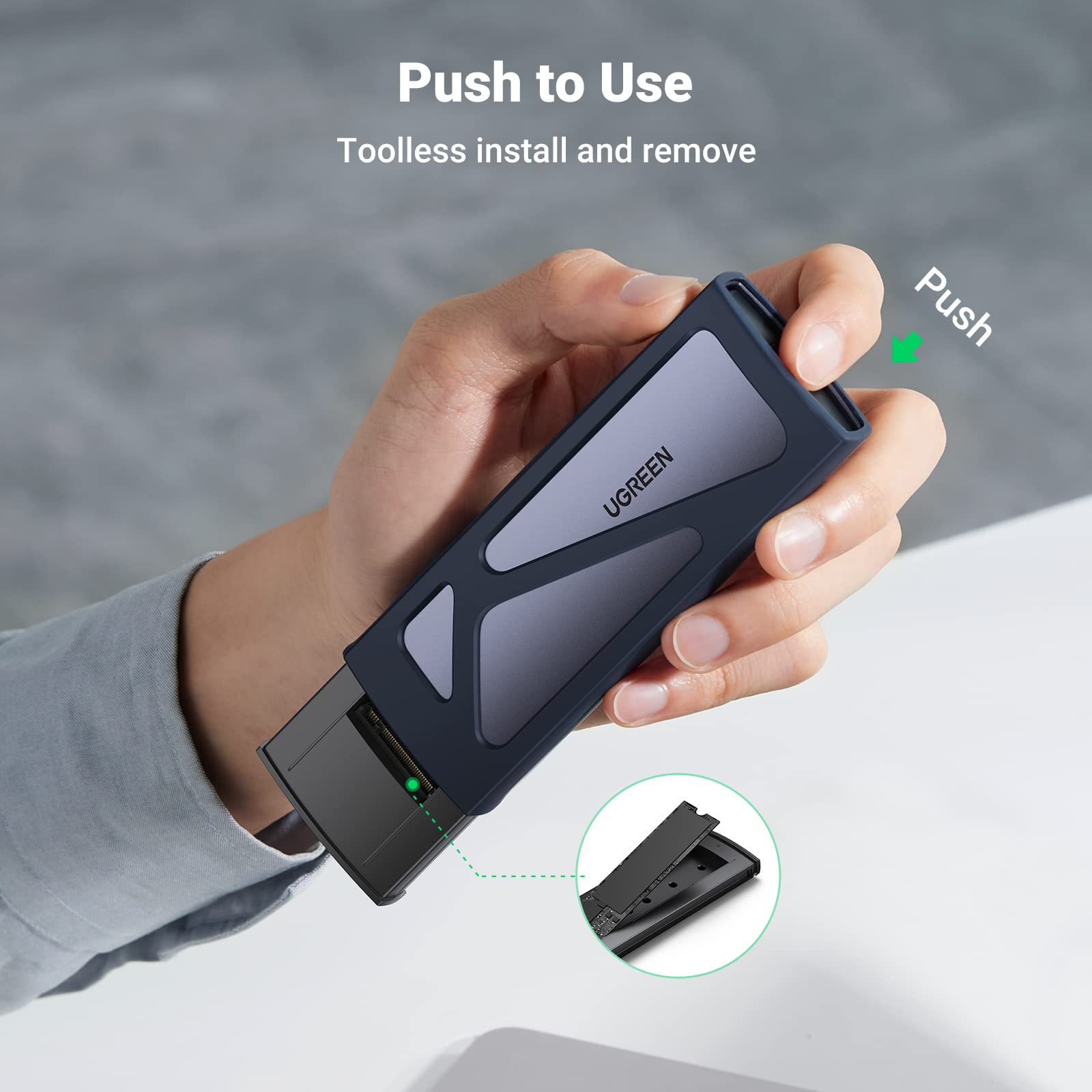 UGREEN SSD Enclosure, Tool-Free USB C External, 10Gbps M.2 NVMe to USB Adapter/Reader Supp - Image 8