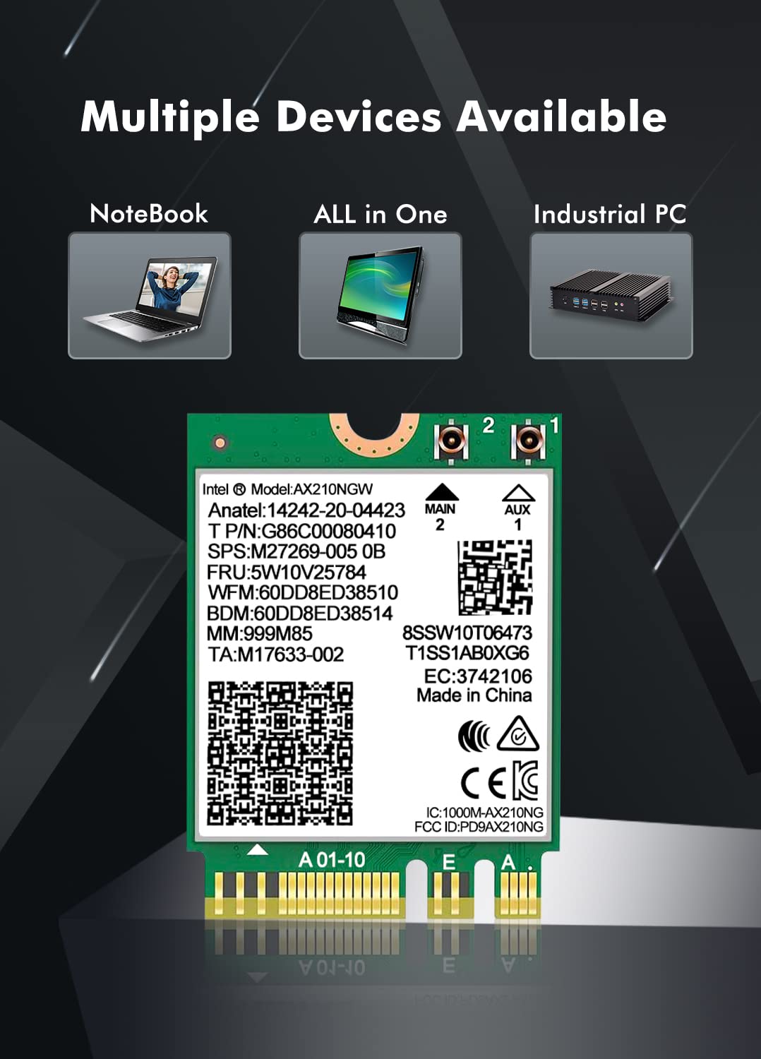 WiFi 6E Wireless Card Intel AX210 NGW Bluetooth 5.3 Tri-Band 5400Mbps Network Adapter for - Image 5