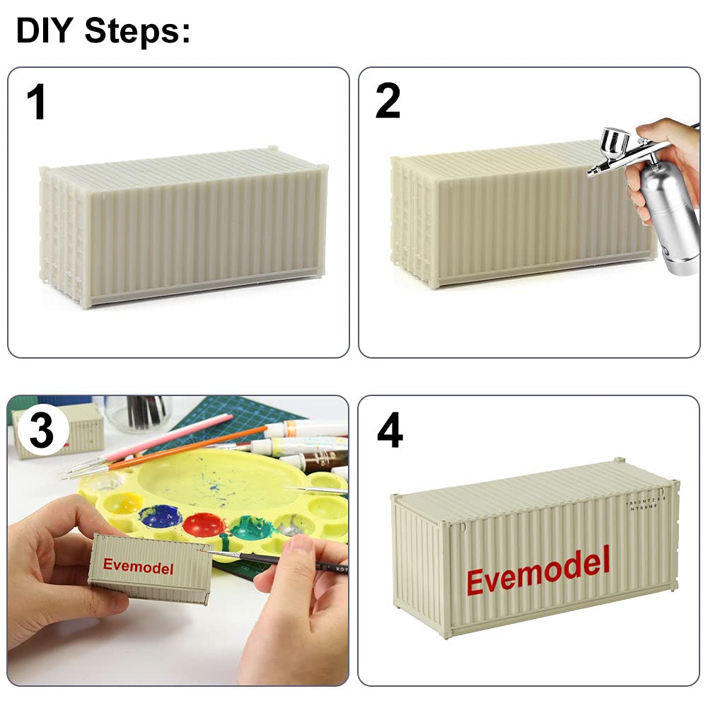 Evemodel C8720JJ 8pcs HO Scale 1:87 Shipping Container Blank Uncolored Cargo Box (20ft) - Image 5