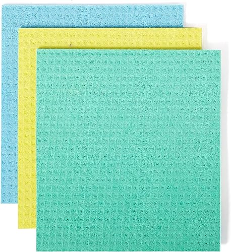 Full Circle Reusable Cellulose Sponge Clothes, 3 Pack, Set of 3, Multicolor, 3 Count