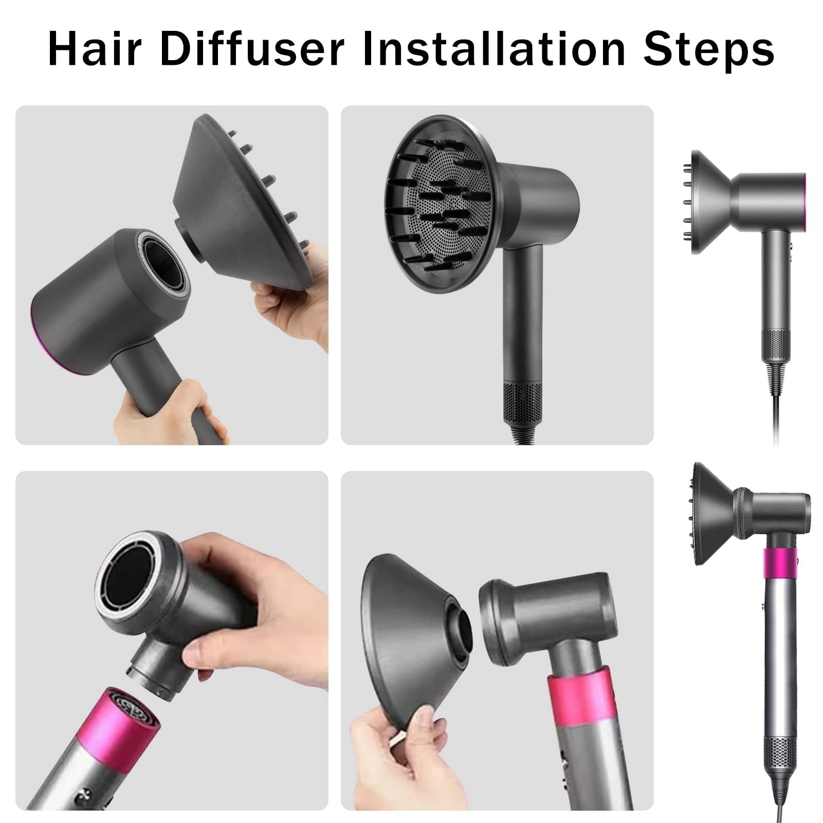 Hair Diffuser Attachment Nozzles for Dyson Supersonic Hair Dryer HD01 HD02 HD03 HD04 HD08 - Image 3
