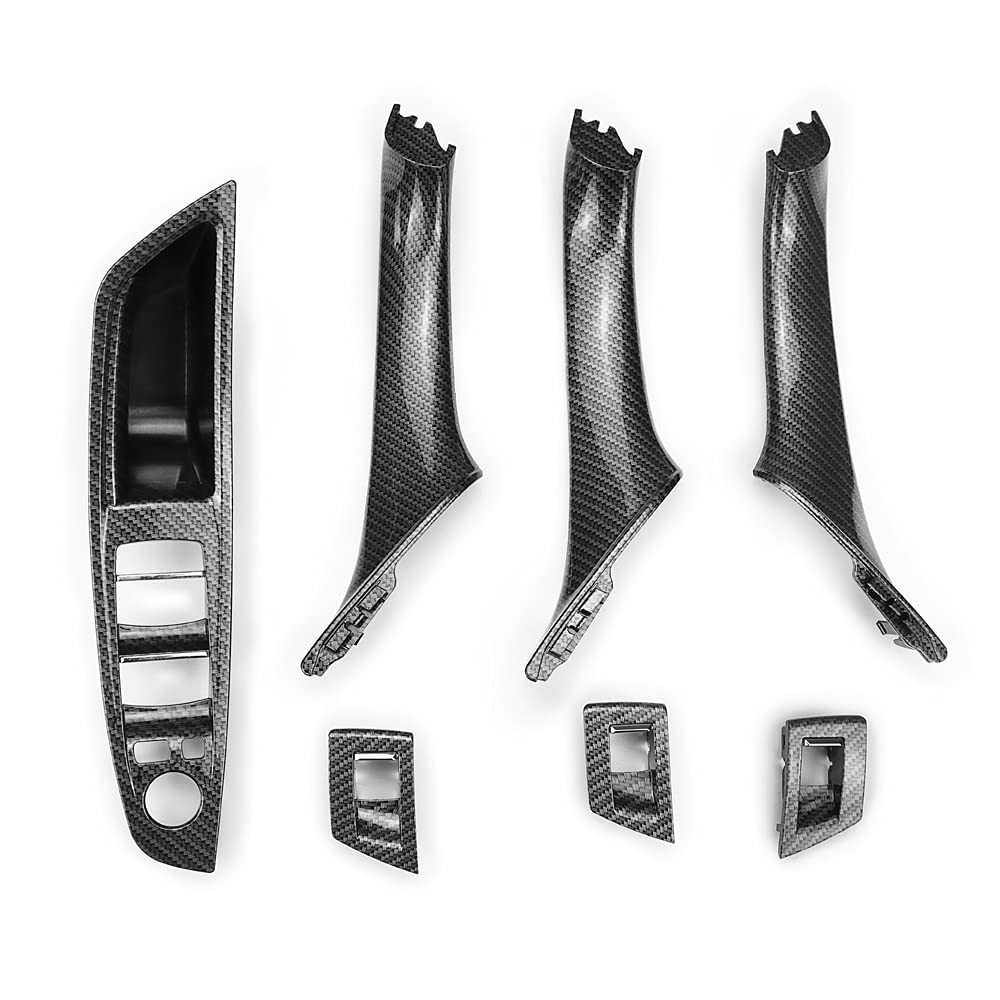 FEXON Carbon Fiber Window Switch Armrest Panel, Inner Door Pull Handle Trim Cover Kits Rep - Image 2