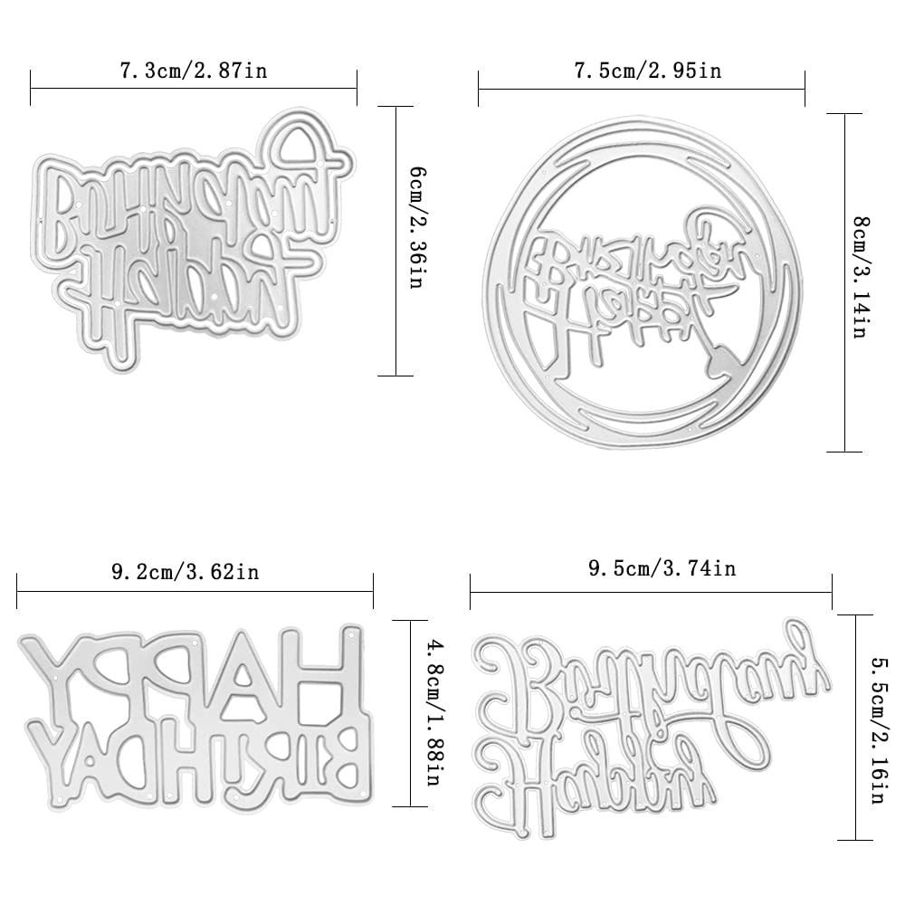 4 Set Die Cuts for Card Making, FineGood Happy Birthday Cutting Dies Card Making Supplies - Image 2