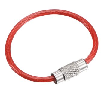 uxcell Wire Keychain 90mm Length Key Ring Loop Cable for Handbag Lanyard Zipper, PVC Coate