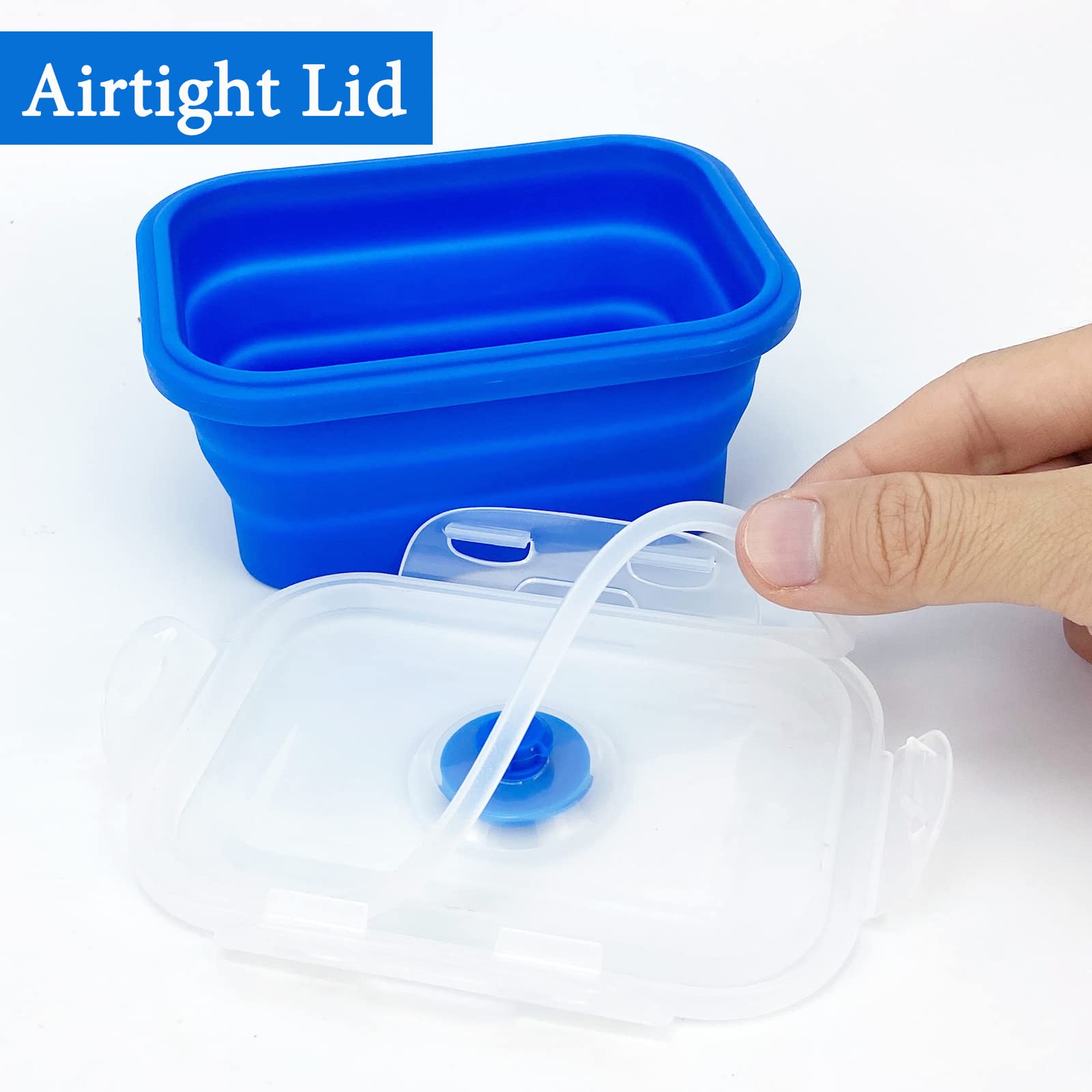 Lunbengo Camping Travel Collapsible Food Storage Container with Lids, Stackable Silicone S - Image 9
