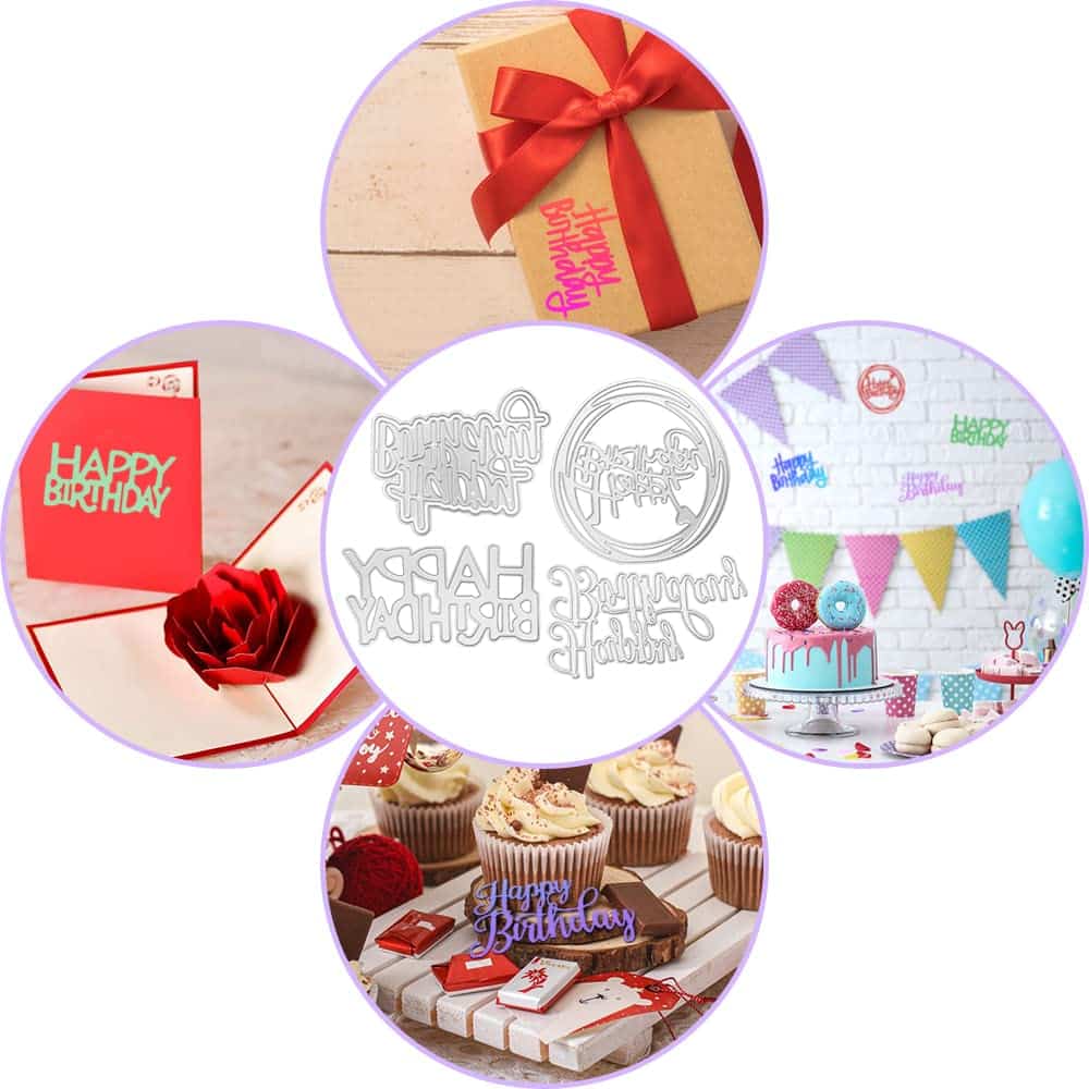 4 Set Die Cuts for Card Making, FineGood Happy Birthday Cutting Dies Card Making Supplies - Image 8