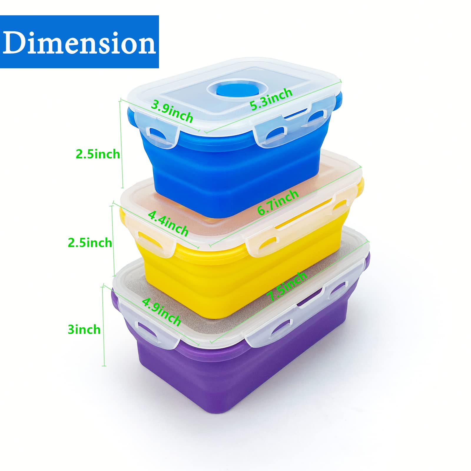 Lunbengo Camping Travel Collapsible Food Storage Container with Lids, Stackable Silicone S - Image 2