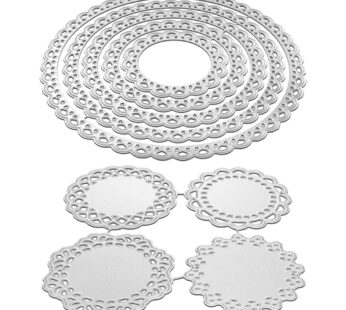 2 Set Flower Dies for Card Making, FineGood 9 PCS Metal Cutting Dies Circle Lace Die Cuts