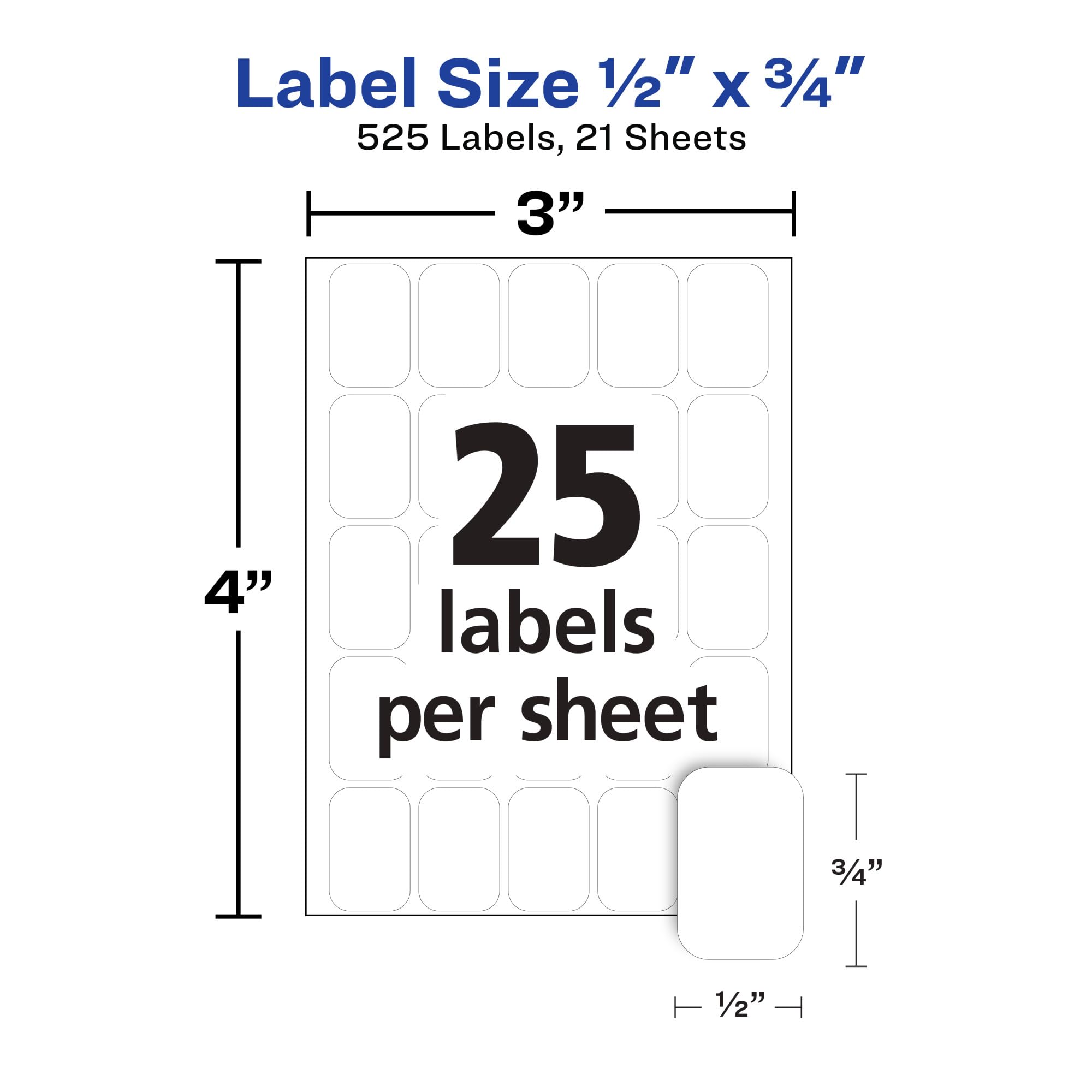 Avery Multi-Use Removable Labels, 1/2" x 3/4", White, Non-Printable, 525 Blank Labels Tota - Image 4