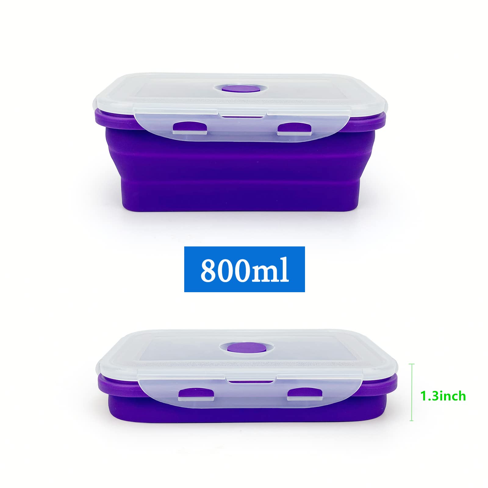 Lunbengo Camping Travel Collapsible Food Storage Container with Lids, Stackable Silicone S - Image 4