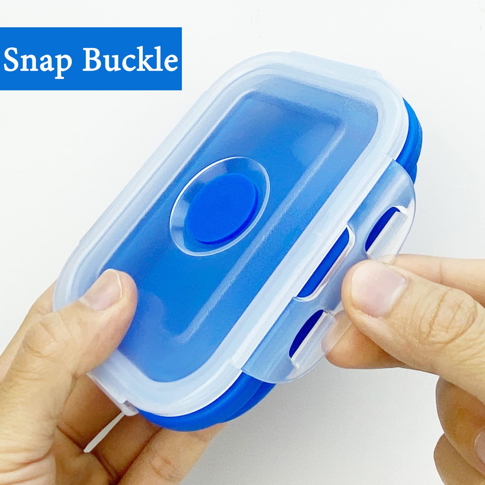 Lunbengo Camping Travel Collapsible Food Storage Container with Lids, Stackable Silicone S - Image 7