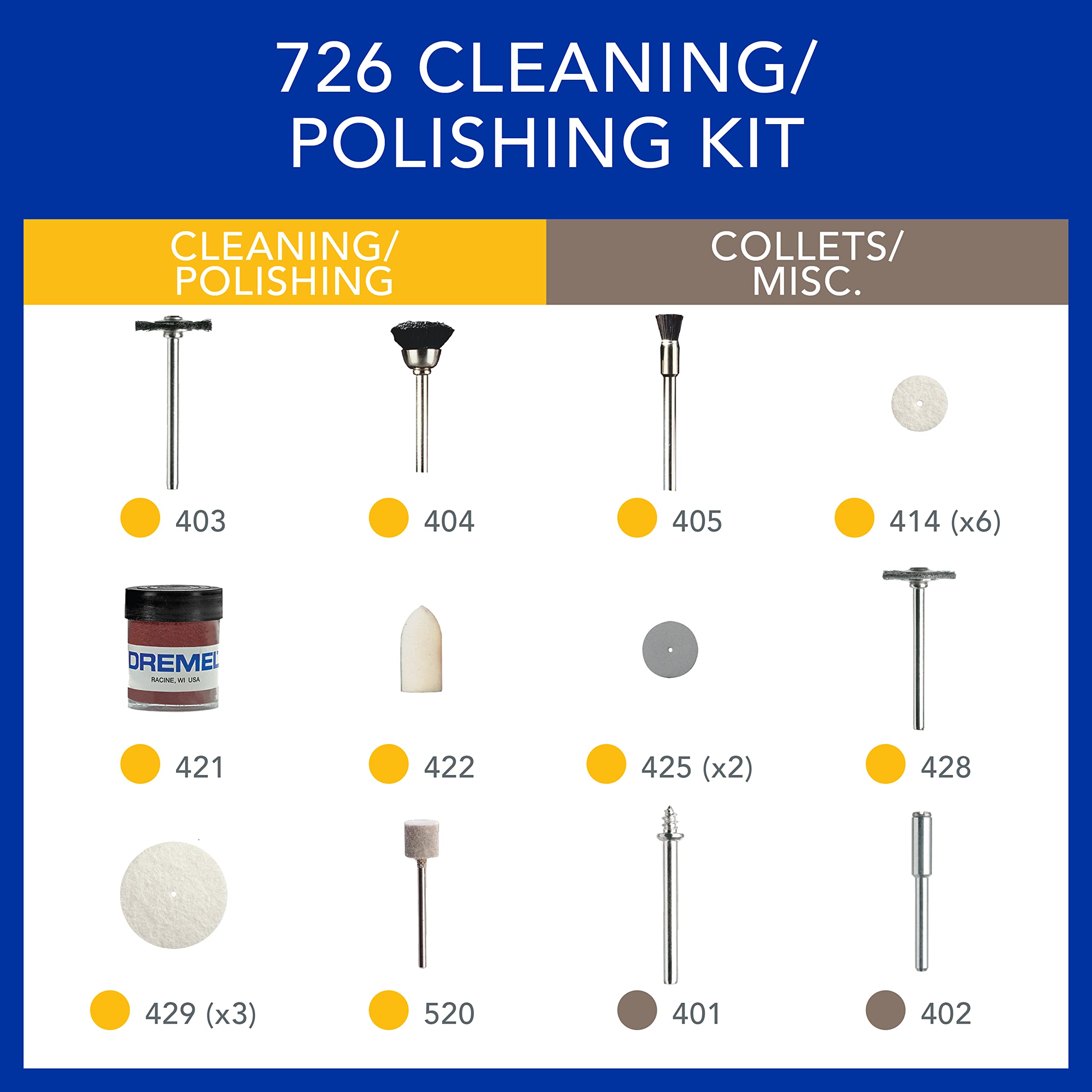 Dremel 726-01 Cleaning & Polishing Rotary Tool Accessory Kit with Storage Case, 20-Piece S - Image 3
