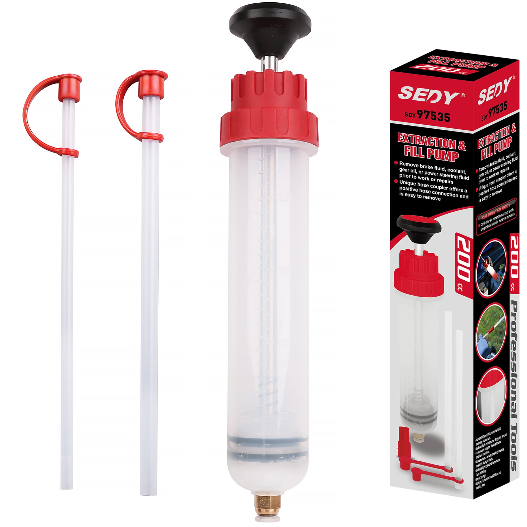 SEDY Fluid Extractor - 200cc Multi-Purpose Syringe, Oil Suction Pump, Manual Extraction an