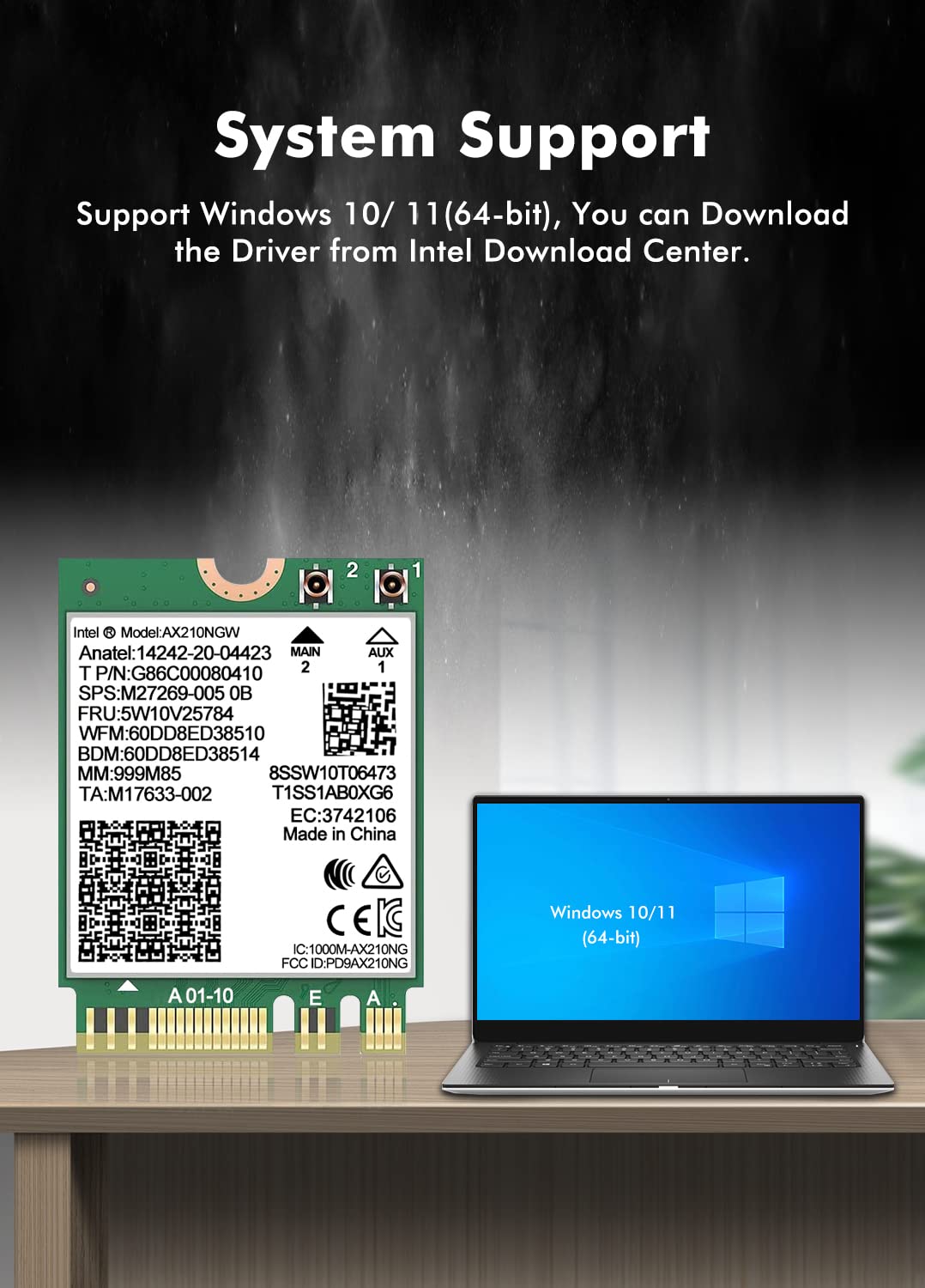 WiFi 6E Wireless Card Intel AX210 NGW Bluetooth 5.3 Tri-Band 5400Mbps Network Adapter for - Image 6