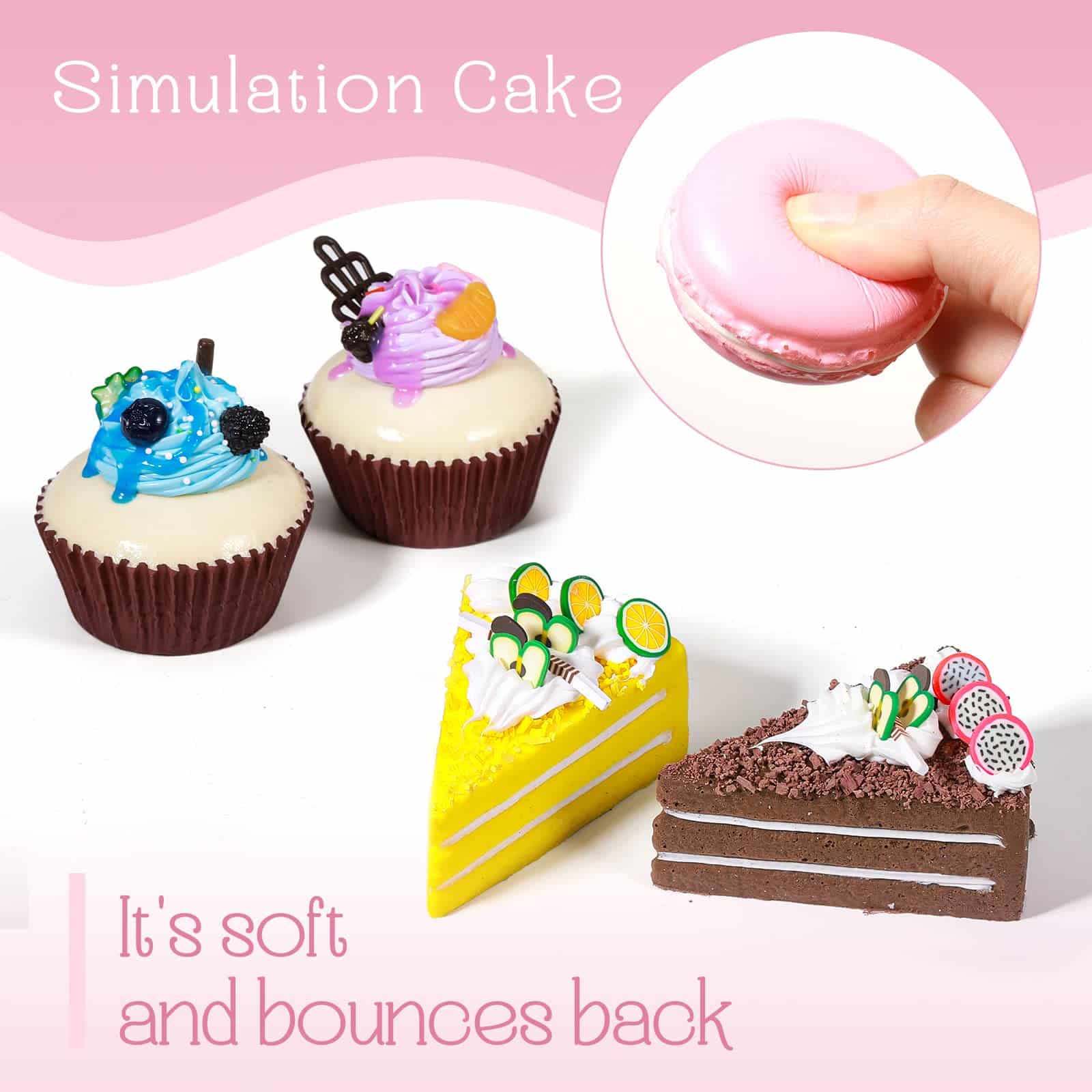 16 Pcs Fake Food Realistic Artificial Toy Donuts Cupcake Fake Slice Cake Artificial Simula - Image 3