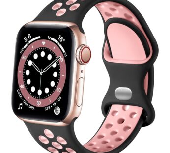 Lerobo Compatible with Apple Watch Band 41mm 40mm 38mm for Women Men,Soft Silicone Sport B