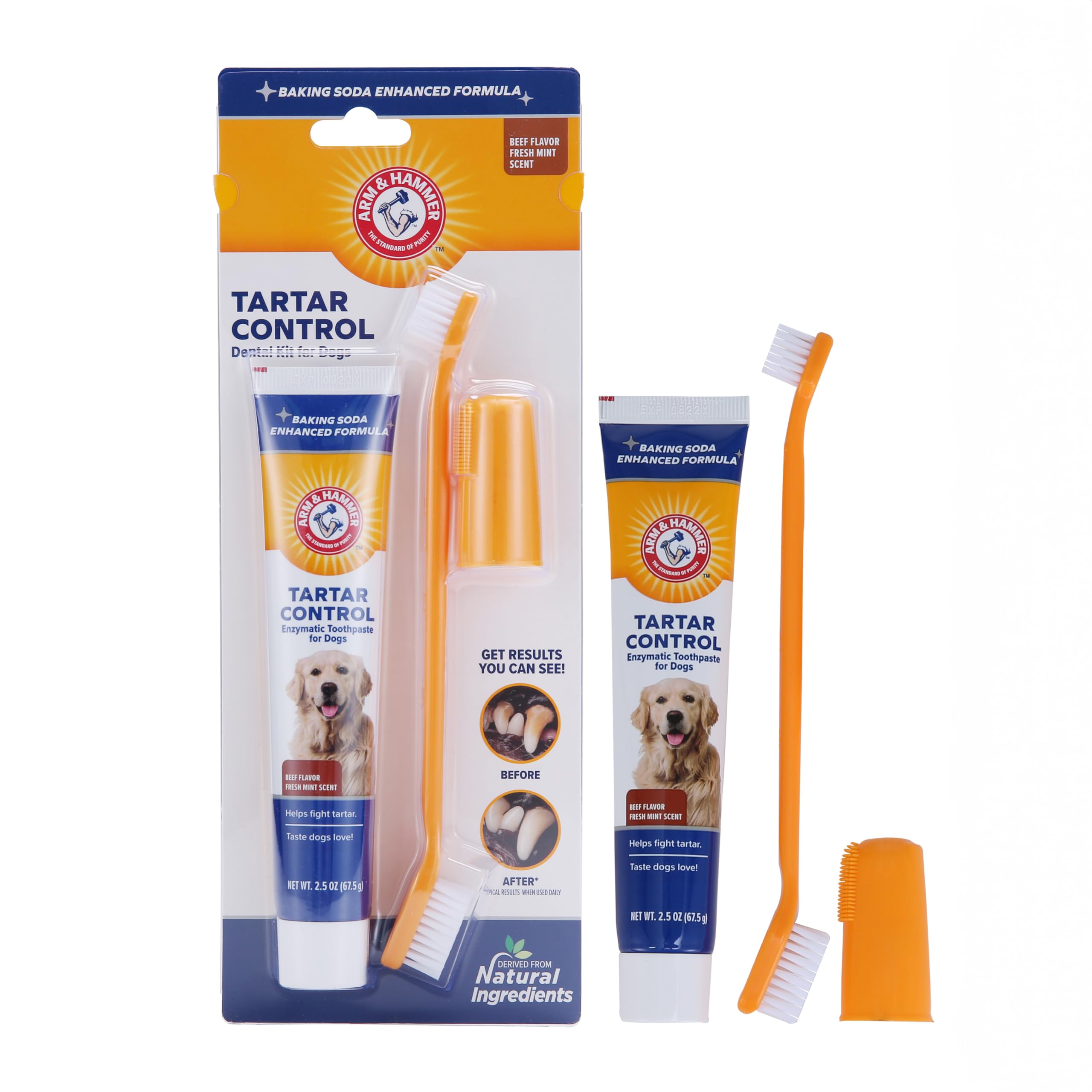 Arm & Hammer for Pets Tartar Control Kit for Dogs | Contains Toothpaste, Toothbrush & Fing