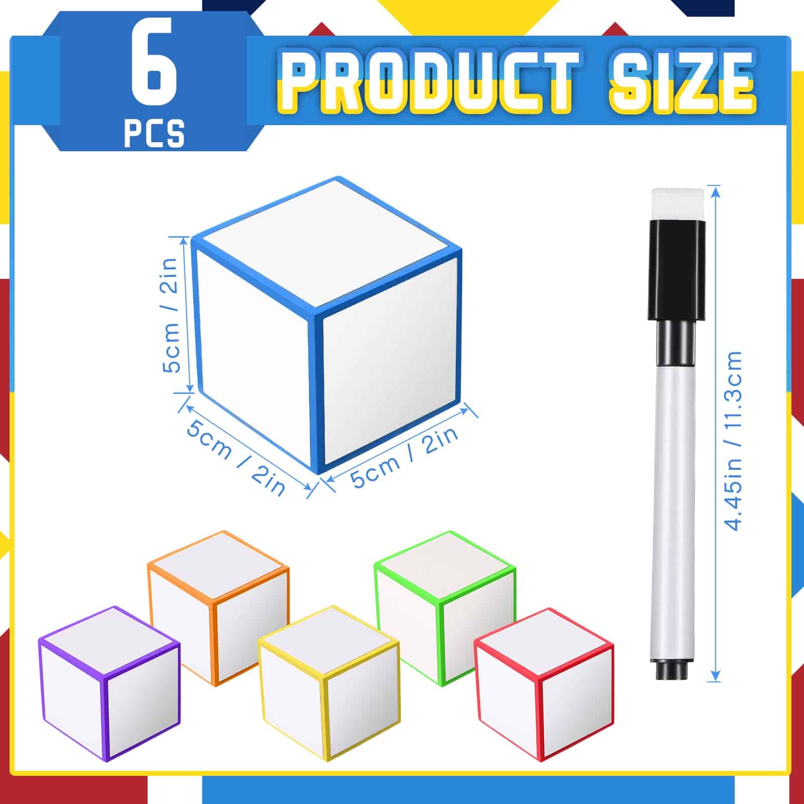 Dry Erase Blocks Foam Blank Dice Assorted Colors Dinner Decider Dice Small Dry Erase Cubes - Image 2
