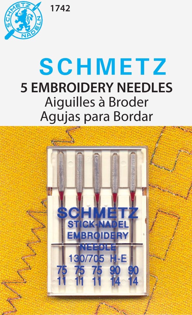 SCHMETZ Embroidery (130/705 H-E) Household Sewing Machine Needles - Carded - Assortment