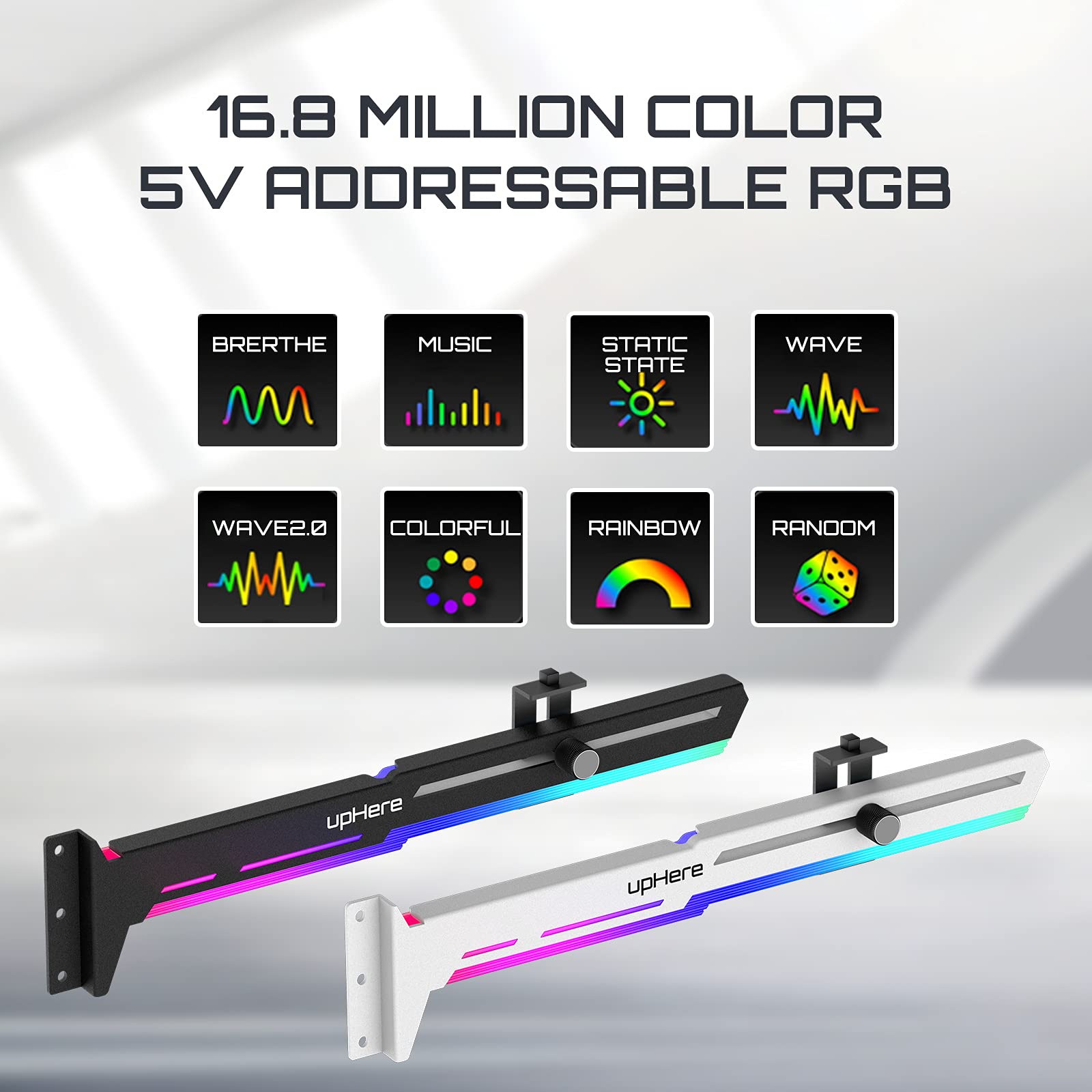 upHere 5V Addressable RGB White Graphics Card GPU Brace Support Video Card Sag Holder,Buil - Image 8