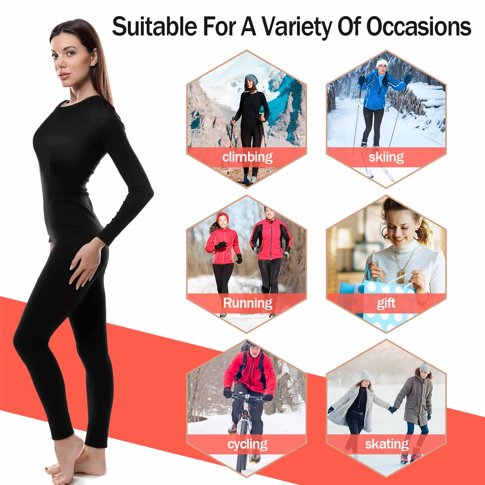 Patelai 3 Sets Thermal Underwear for Women with Fleece Lined Long Underwear Women Base Lay - Image 7