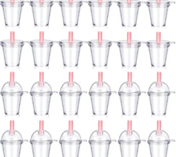 24 Pieces Mini Coffee Cup Keychain Dollhouse Plastic Mini Coffee Cups with Lids Ice Cream