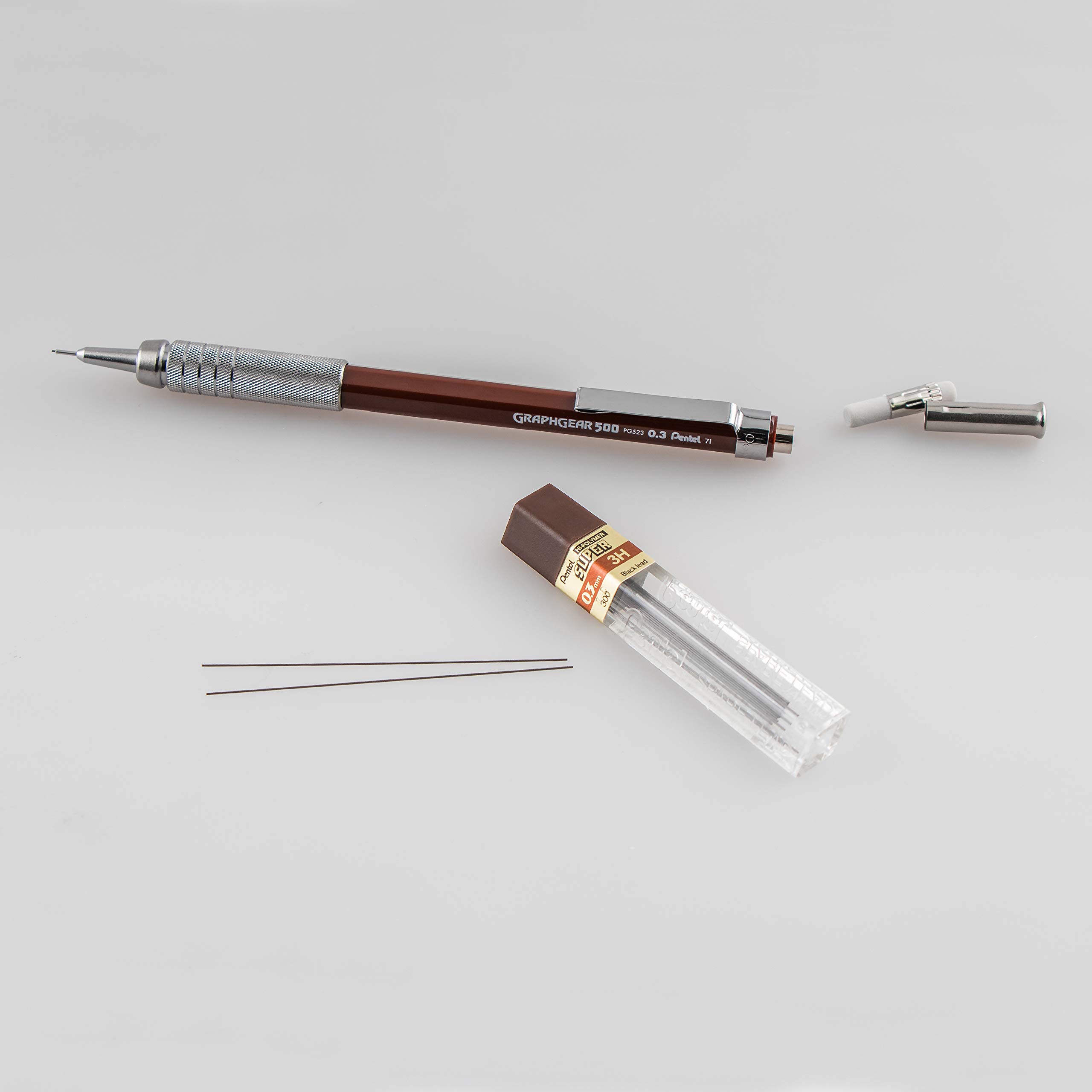 Pentel Graph Gear 500 Automatic Drafting Pencil, 0.3mm, Brown Barrel, 1 Pack (PG523BP) - Image 5