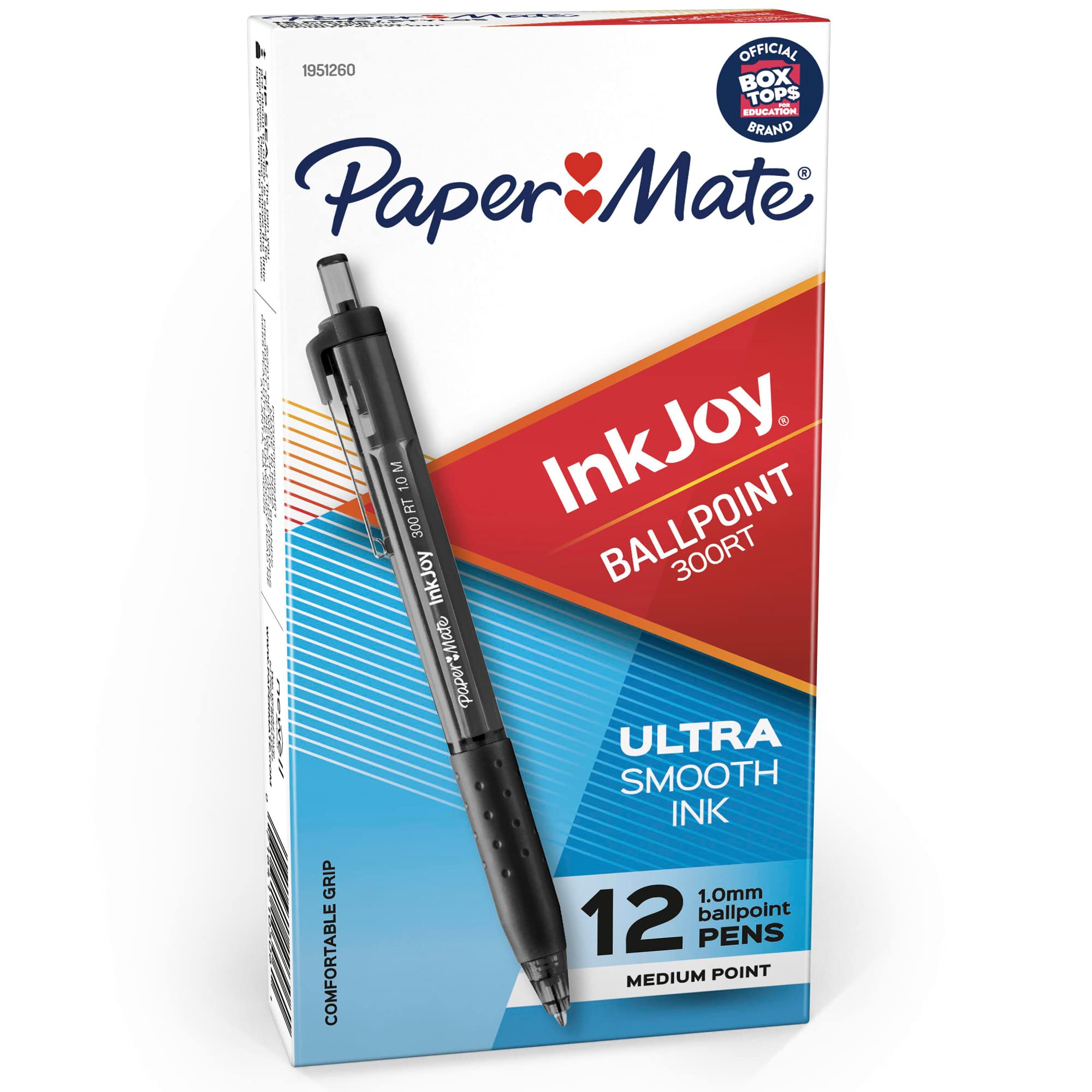 Paper Mate InkJoy 300RT Retractable Ballpoint Pens, Medium Point, Black, Box of 12