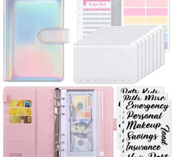 SKYDUE Budget Binder, Money Saving Binder with Zipper Envelopes, Cash Envelopes and Expens