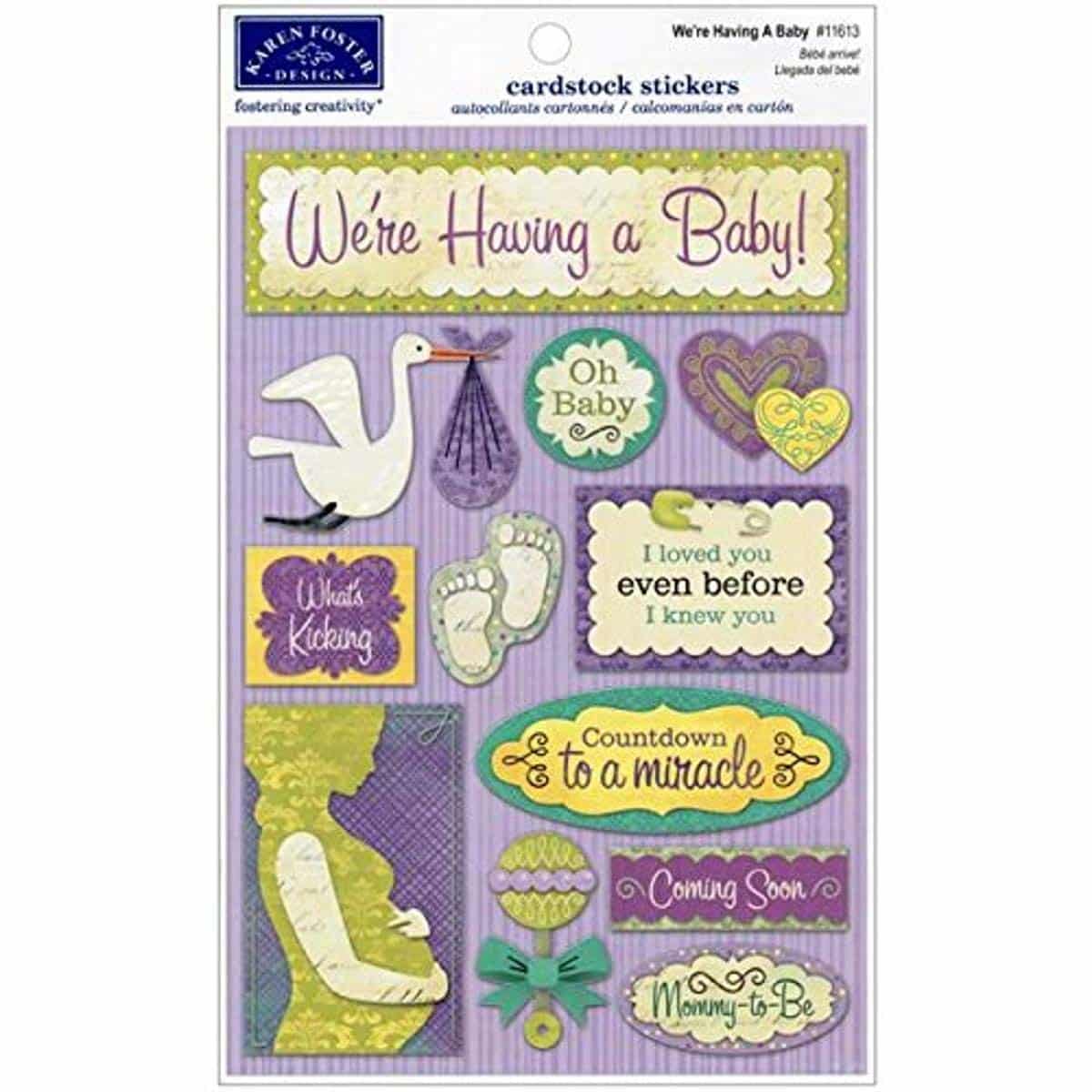 KAREN FOSTER Design Acid and Lignin Free Scrapbooking Sticker Sheet, We're Having a Baby