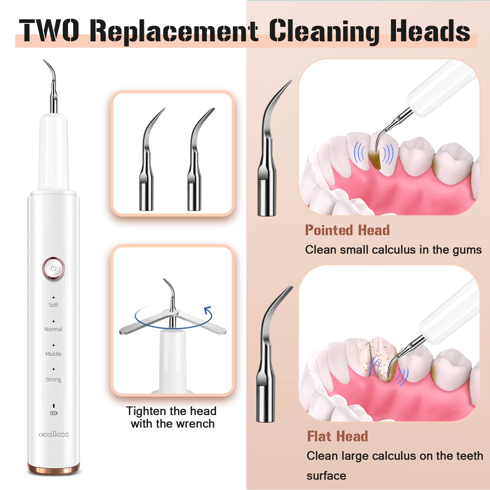 Plaque Remover for Teeth, Electric Tooth Cleaner Tartar Remover for Teeth with LED Light,4 - Image 2