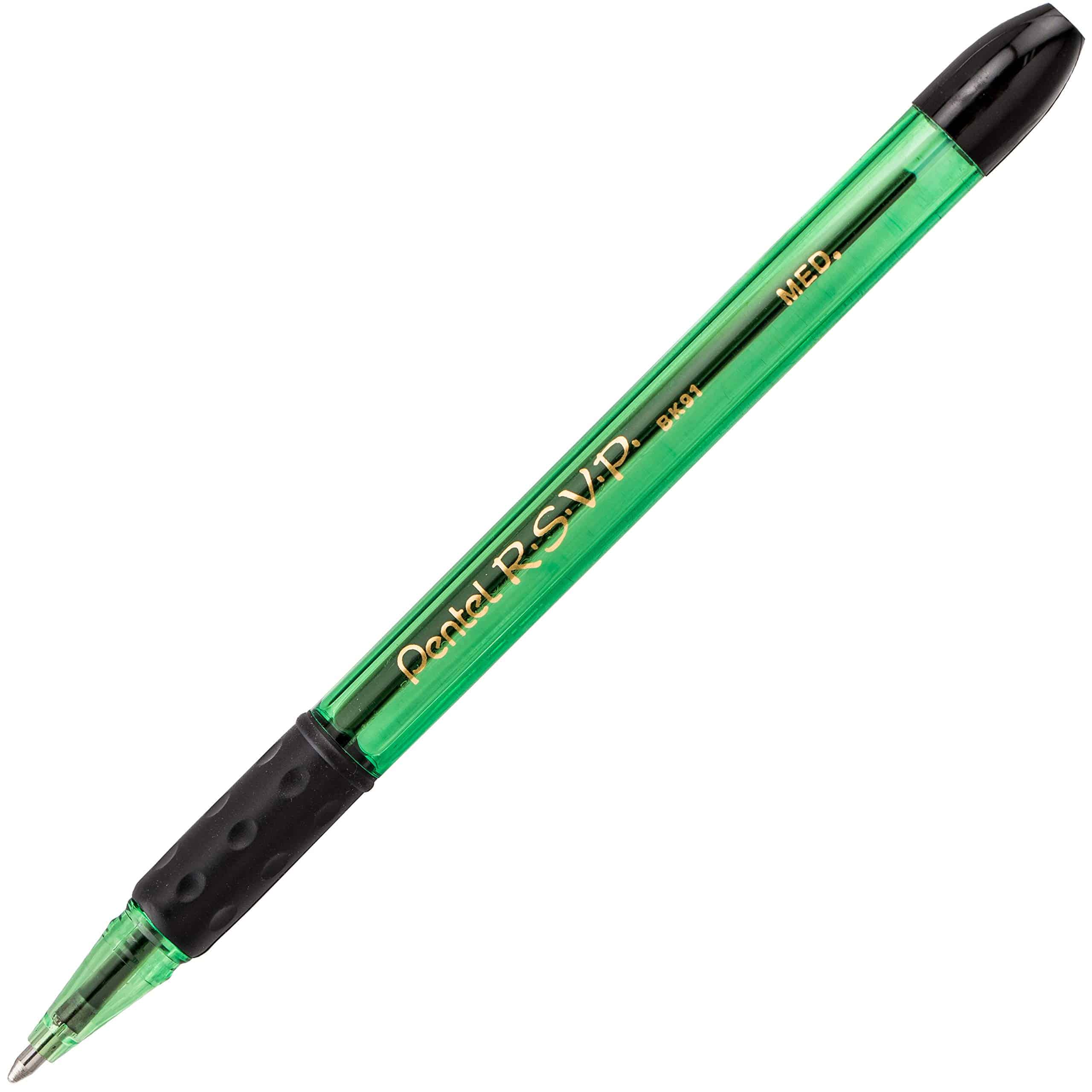 Pentel R.S.V.P. Razzle-Dazzle Ballpoint Pen, Medium Line, Green Barrel, Black Ink, Box of - Image 3