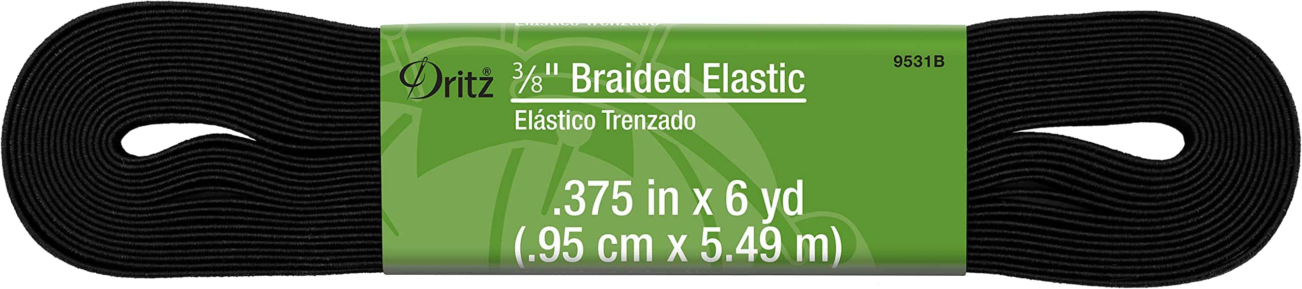 Dritz Braided x, Black Elastic, 3/8-Inch by 6-Yard