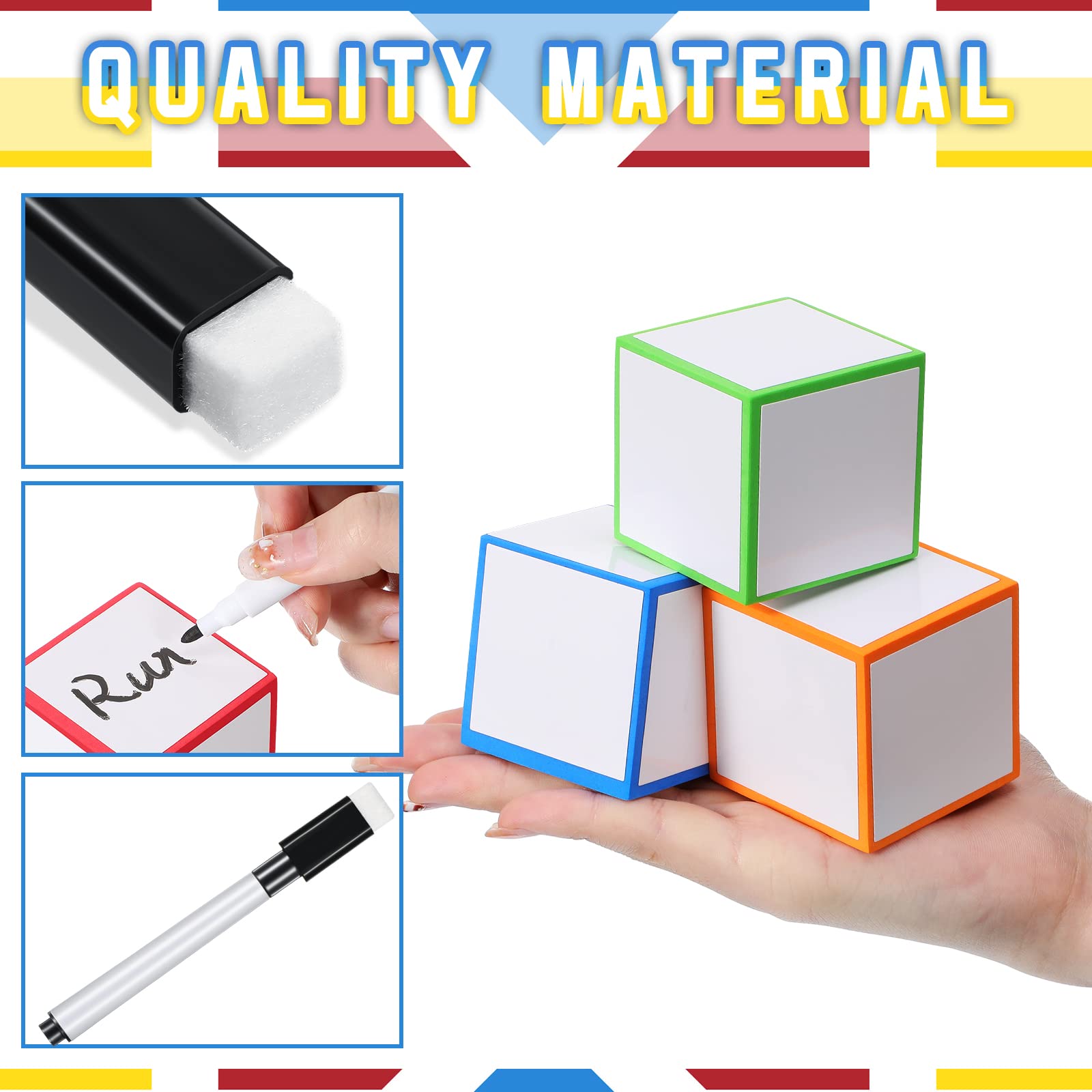 Dry Erase Blocks Foam Blank Dice Assorted Colors Dinner Decider Dice Small Dry Erase Cubes - Image 3