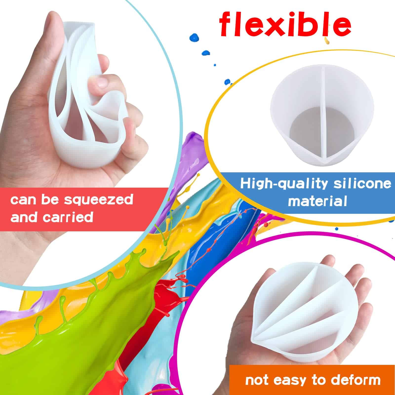 Split Cup for Paint Pouring Fluid Art Silicone Split Cup Resin Pouring Painting Tools DIY - Image 2