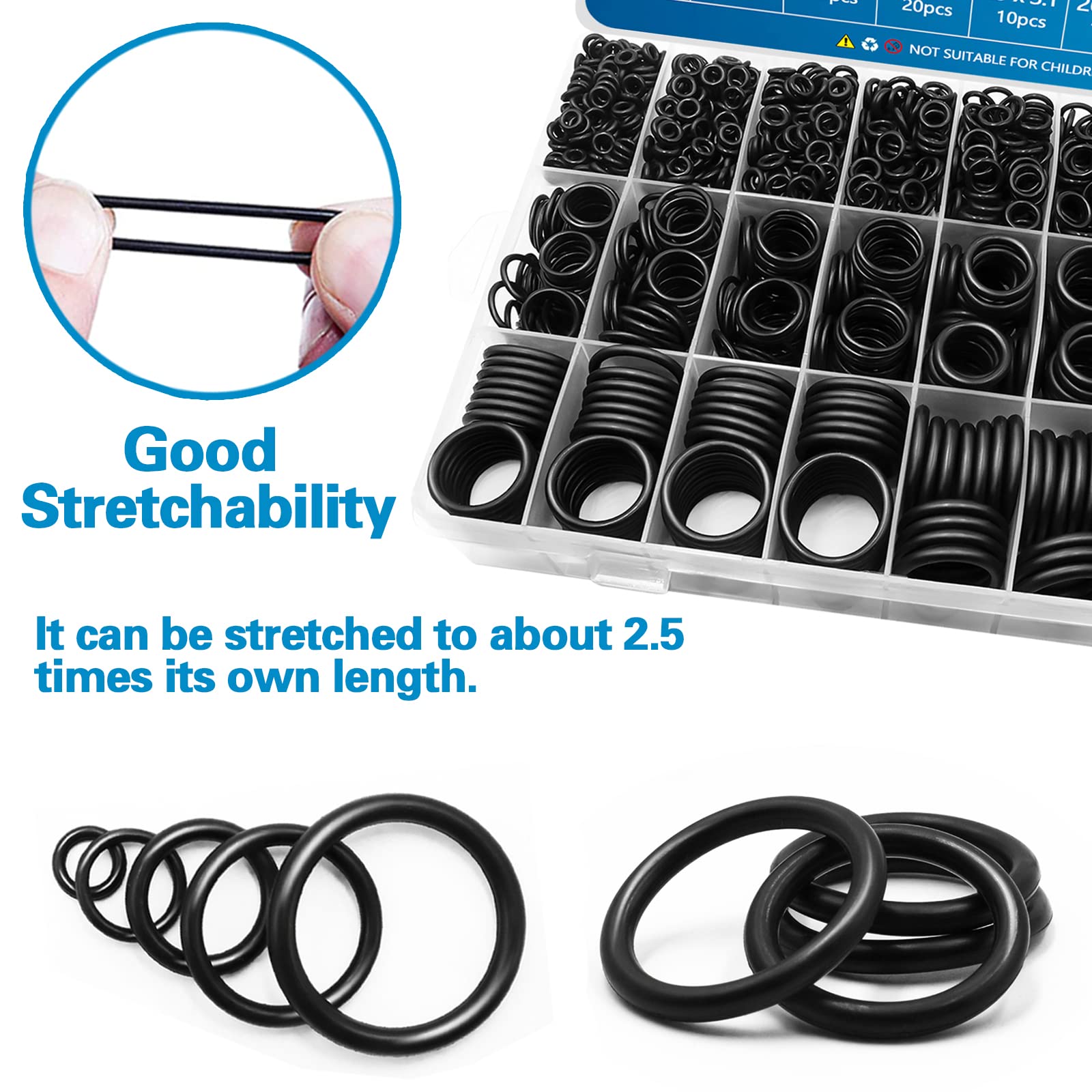 ZDBB 24 Size Rubber O Ring Set,1120 Pcs Black Small O Rings Assortment Kits,Assorted Metri - Image 7