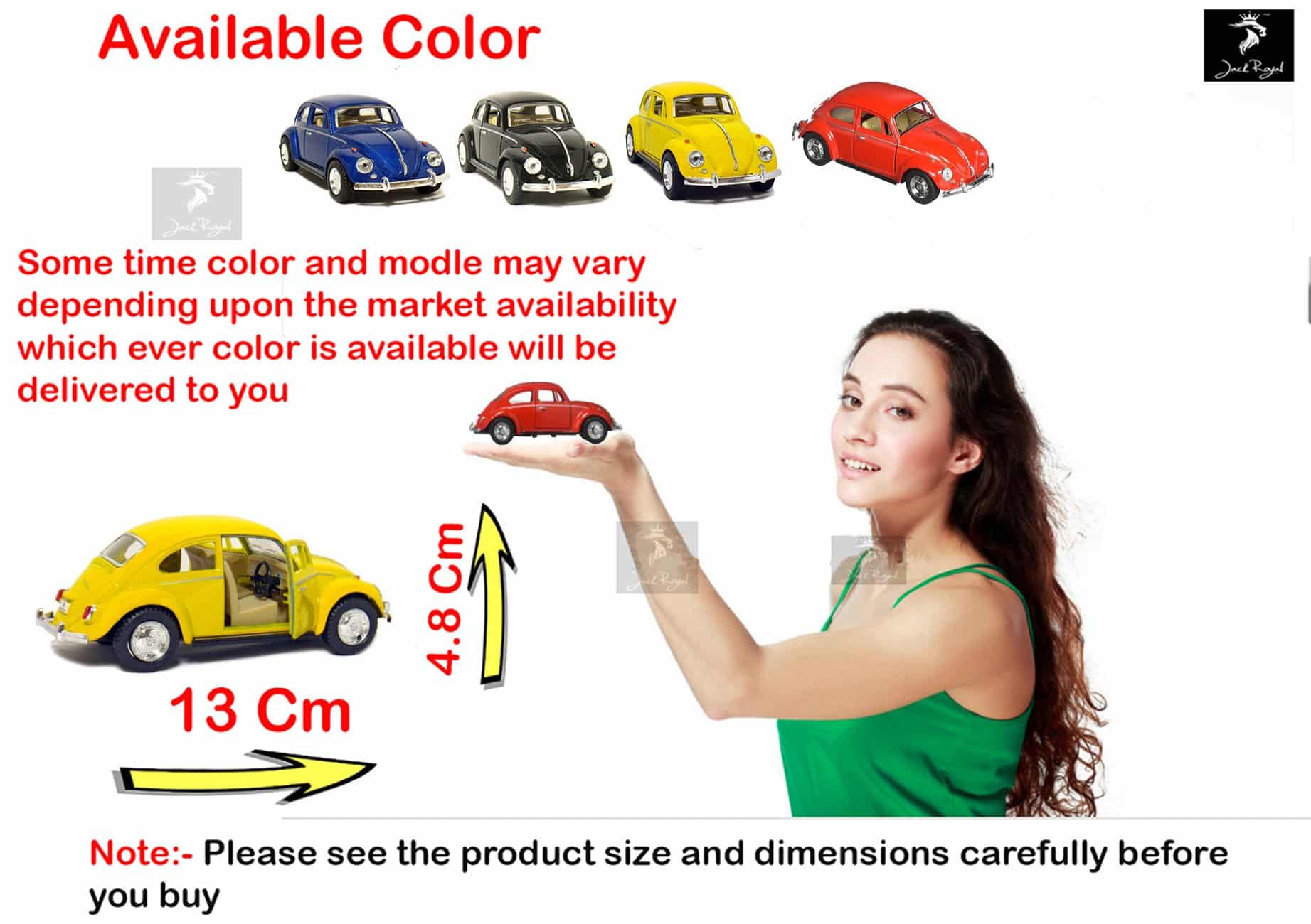 5" 1967 Volkswagen Classic Beetle 1:32 Scale (Black) by Kinsmart - Image 5