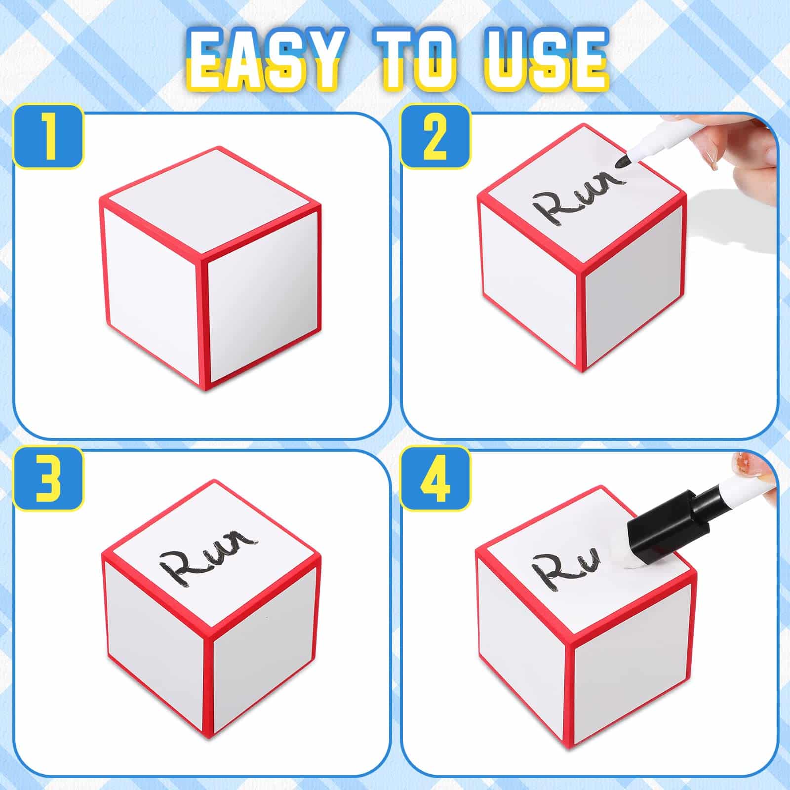 Dry Erase Blocks Foam Blank Dice Assorted Colors Dinner Decider Dice Small Dry Erase Cubes - Image 6