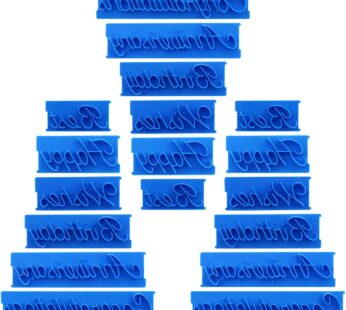18 Pcs Cookie Fondant Stamp Cutter Stamper Blessing Letters Mold Happy Birthday Best Wishe