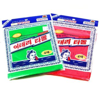 8 pcs Asian Exfoliating Bath Washcloth – Red & Green