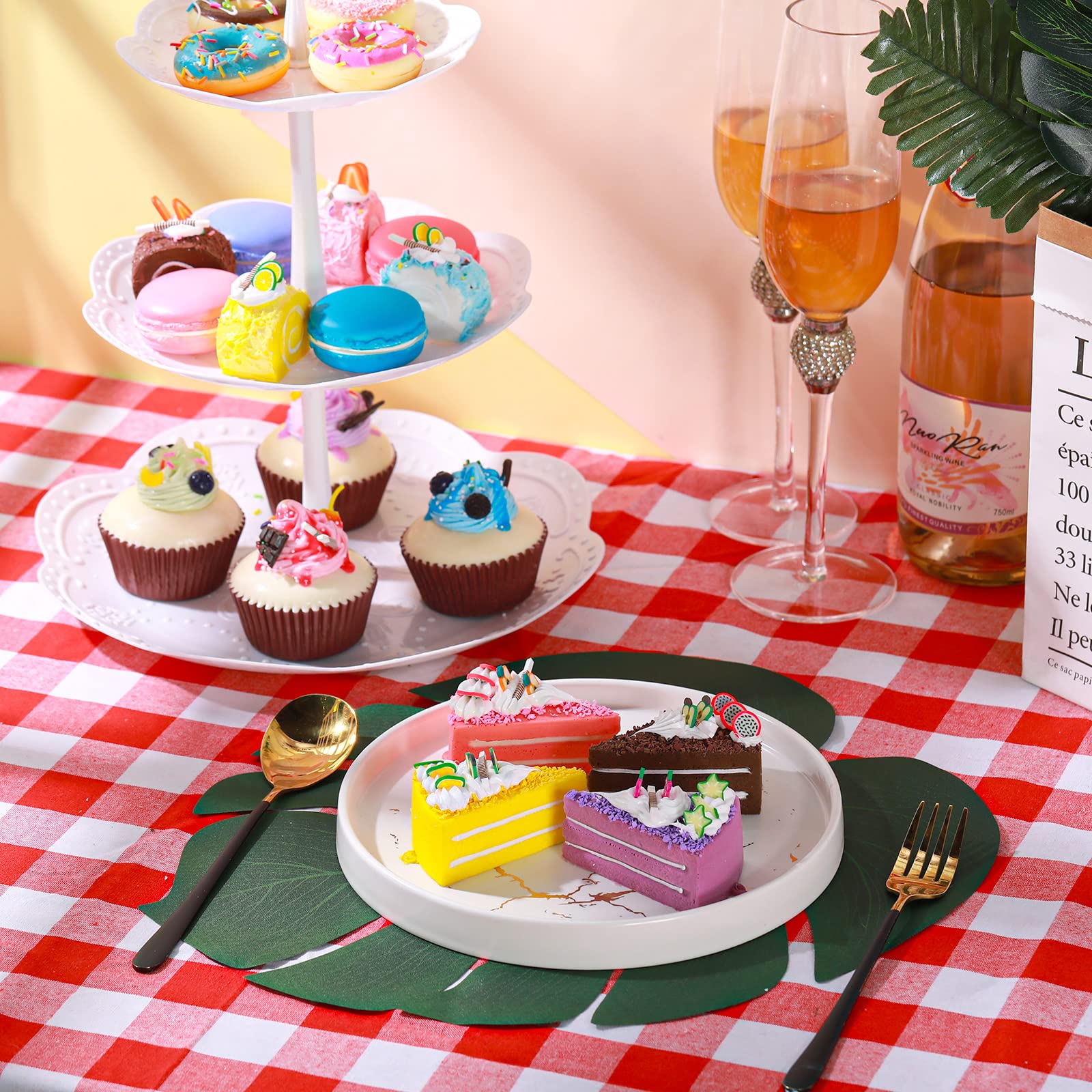 16 Pcs Fake Food Realistic Artificial Toy Donuts Cupcake Fake Slice Cake Artificial Simula - Image 4
