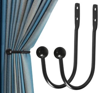 Curtain Holdback, 2 Pcs Wall Mounted Drapery Tiebacks with Screws, Heavy Duty Metal Decora