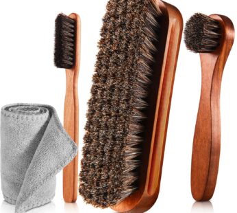 4 Pcs Horsehair Shine Shoes Brush Kit Polish Dauber Applicators Cleaning Leather Shoes Boo