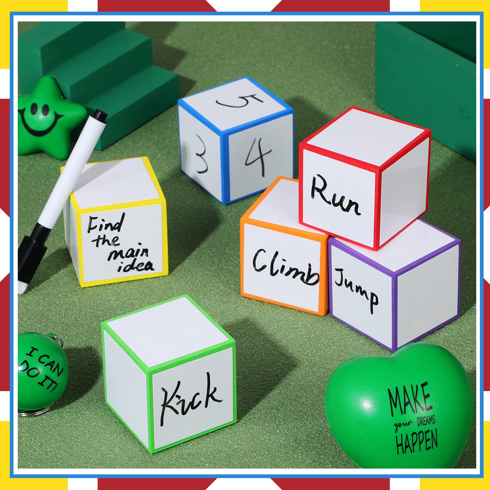Dry Erase Blocks Foam Blank Dice Assorted Colors Dinner Decider Dice Small Dry Erase Cubes - Image 5