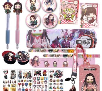 Anime Gift Set Include Pencil,Rollerball Pen, Ruler,Card Holder with Lanyard,Notebook,Tatt